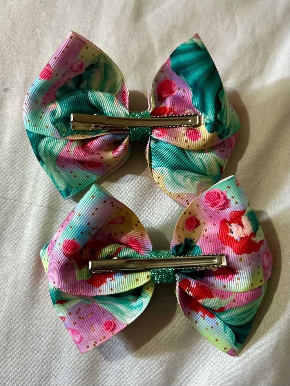 Girls' Little Mermaid Bow Hair Clips - Set of 2
